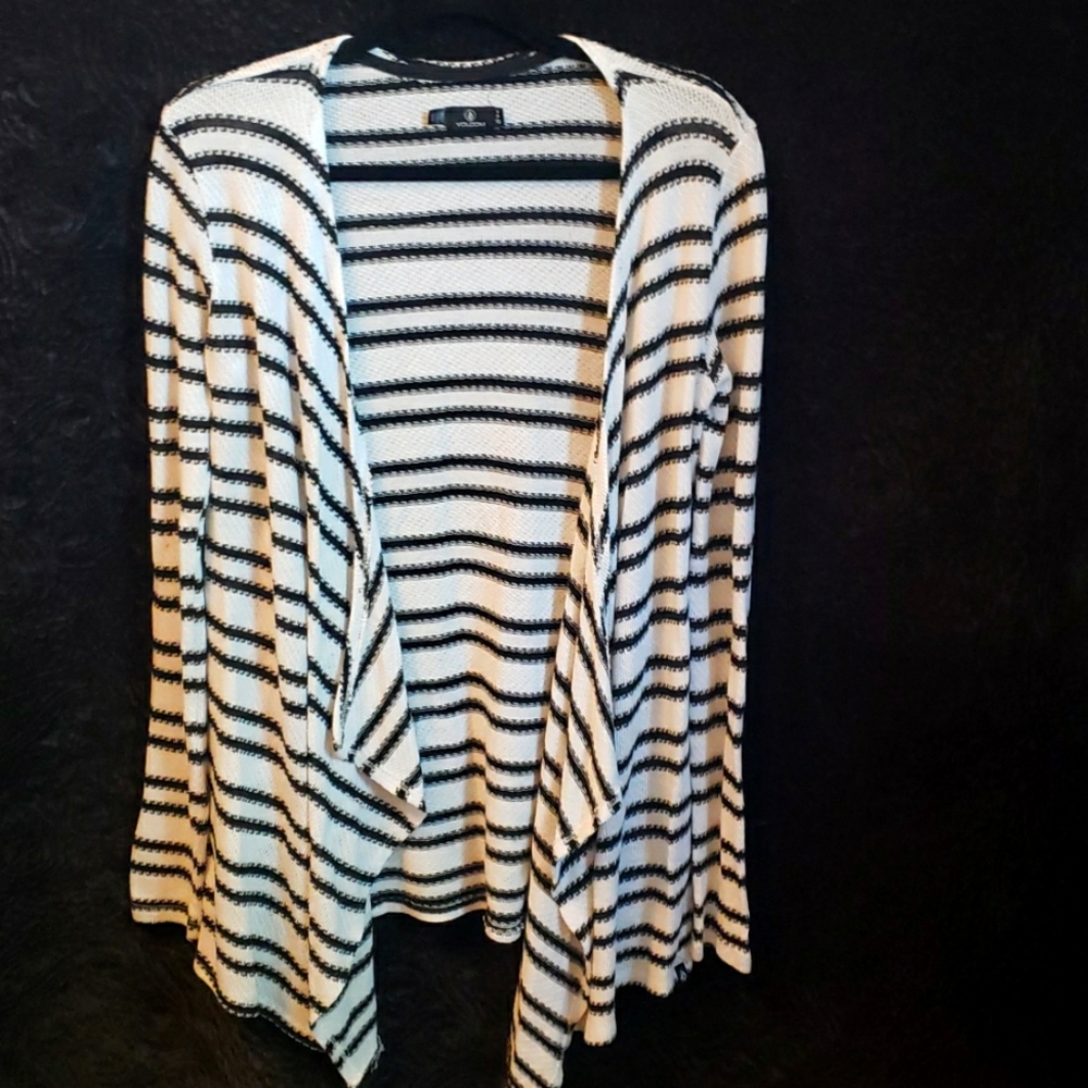 Volcom brand size small black white striped  sweater cardigan